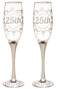 25th Anniversary Champagne Flutes - Set of 2