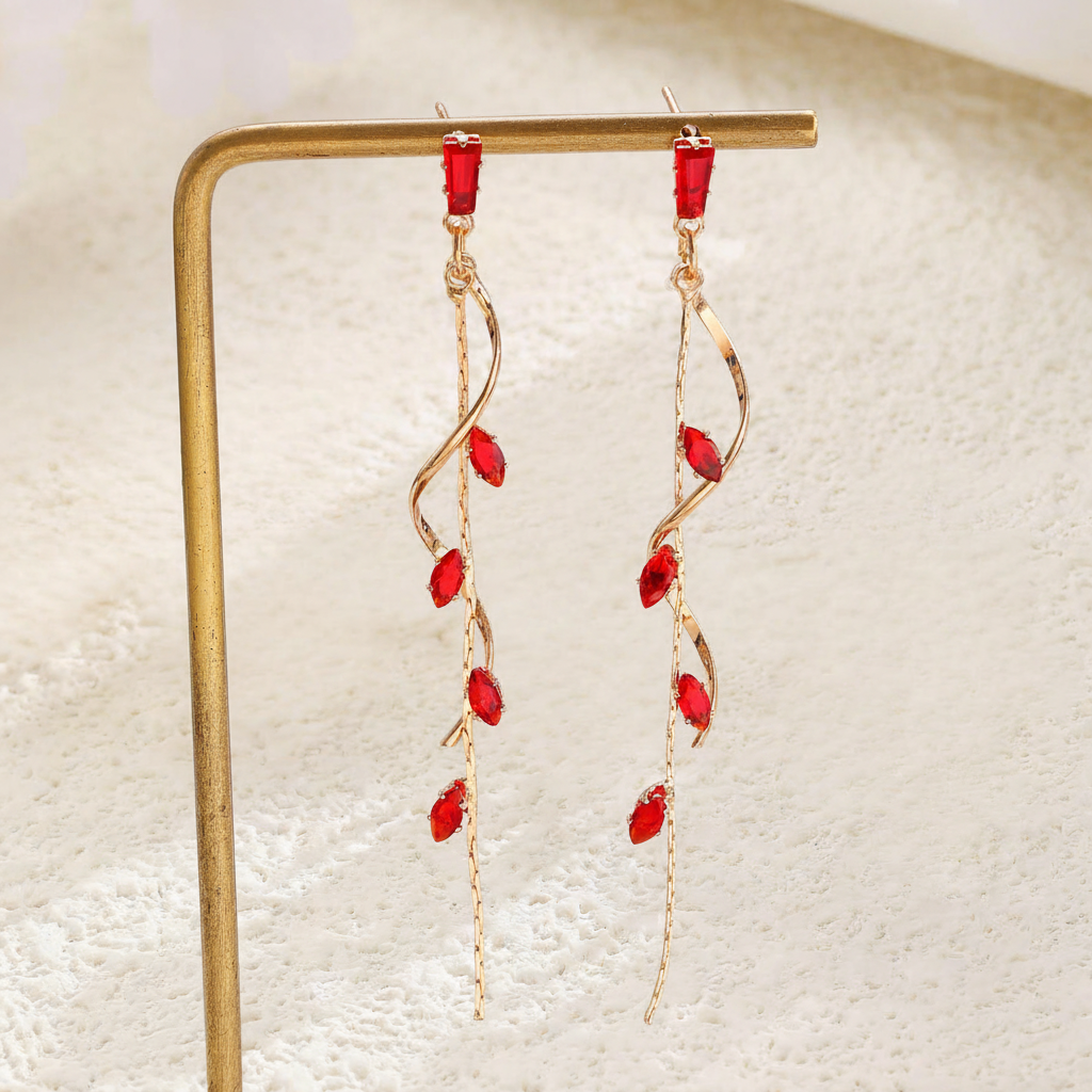Vintage Long Zircon Tassel Earrings