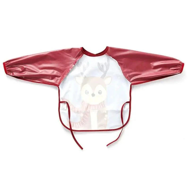 Full Body Adjustable Cute Cartoon Waterproof Eating Long Sleeve Apron Bib With Pocket For Babies Wonderful Gift