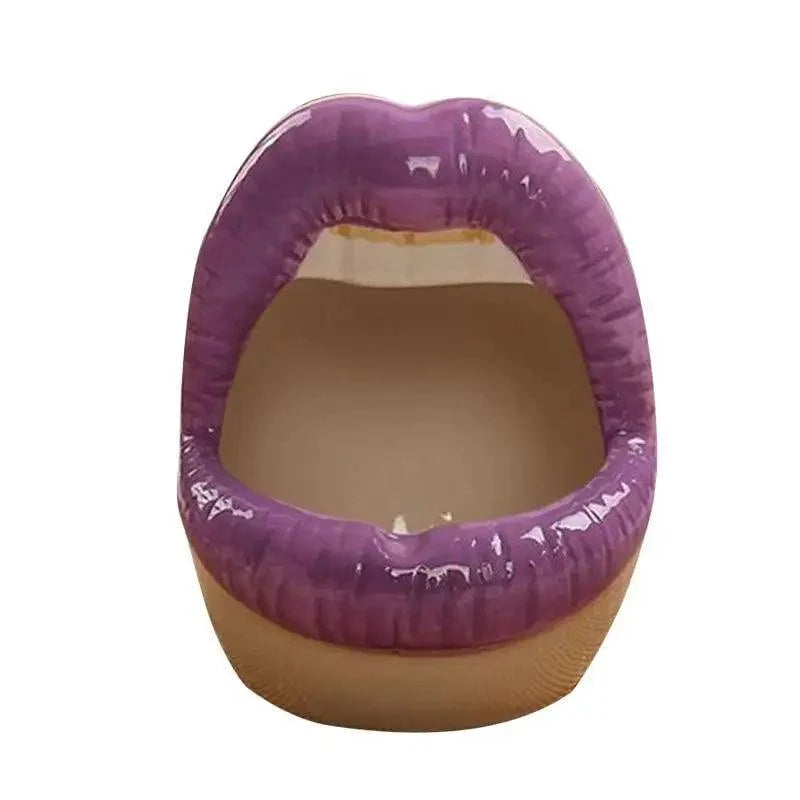 Funny Creative Ceramic Cartoon Lips Ashtray Gift for Home - Trendy Mouth  Mini Ashtray for Boyfriend