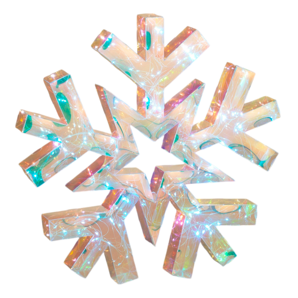 Lighted Hanging Holographic Snowflake with Remote Control - 18 inch