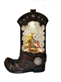 Lighted Spinning Waterglobe Boot with Nativity Figurine -