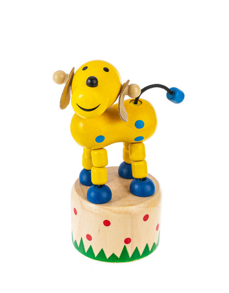 Wood Push Puppet Farm Animal - Dog