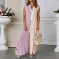 Summer Casual Color-Block Wide-Leg Jumpsuit