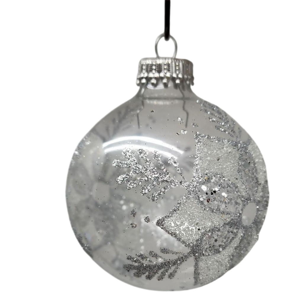 Krebs Value Glass Ornament 4 pack - Frosted Poinsettia