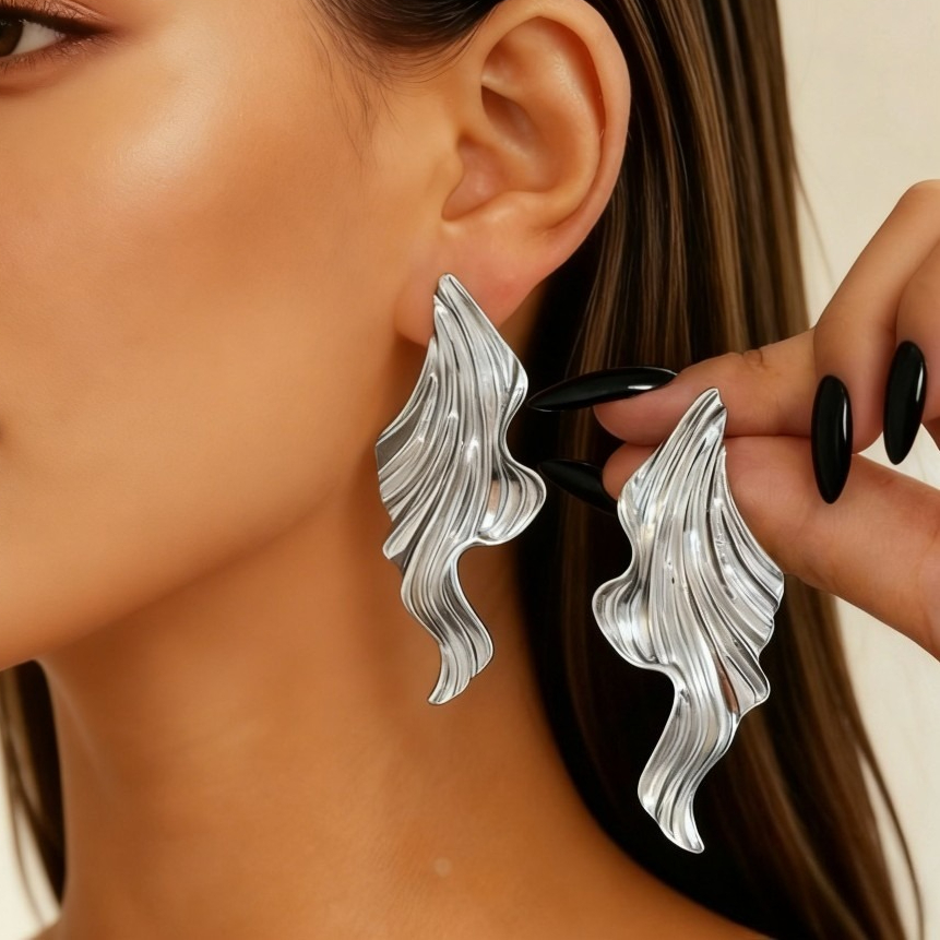 Vintage Textured Wrinkle Geometric Earrings