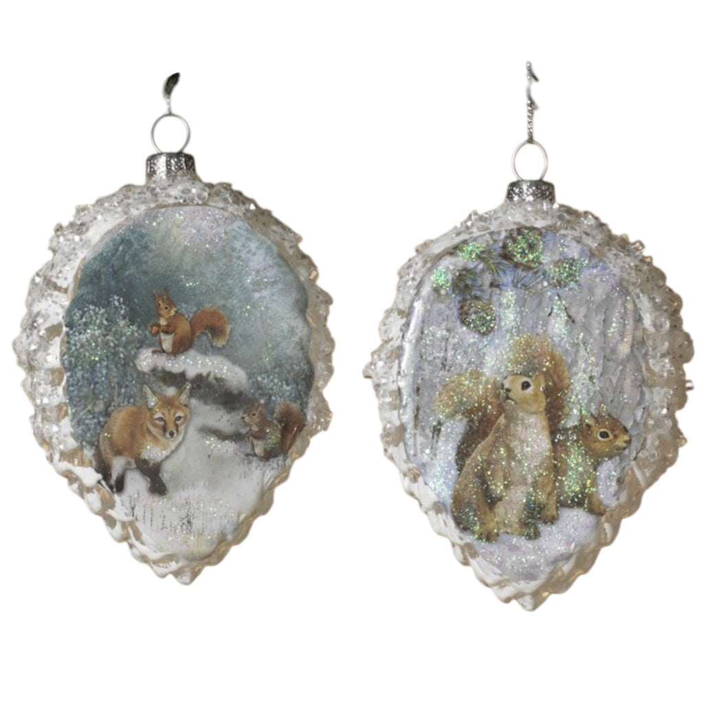 Glass Frosted Pinecone Ornament -
