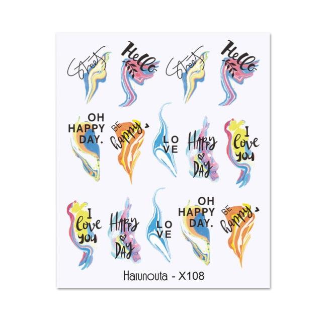 Geometry Line Stripe Nail Sticker Floral Butterfly Design Water Decals Slider Wraps Decoration Nail Art Accessories Water Transfer Nail Decals Sticker For Pretty Girl Self-Adhesive Nail Decals Designer Nail Stickers for Acrylic Decal Decoration