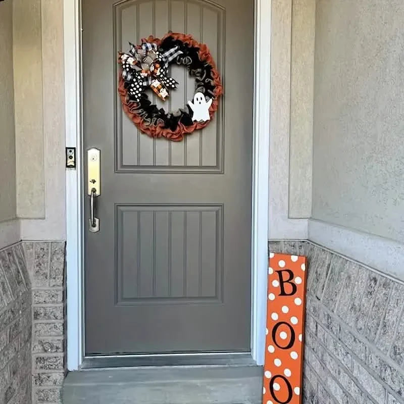 Ghost Halloween Wreath Front Door Décor