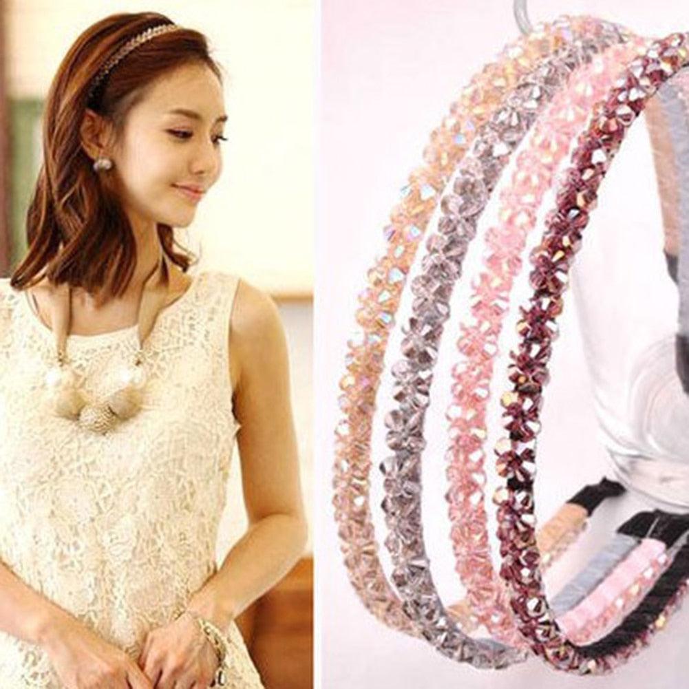 Girls Shiny Luxury Rhinestone Hair Band High Quality Diamond Pearls Hair Hoop Accessories for Women Crystal Headbands Ornaments