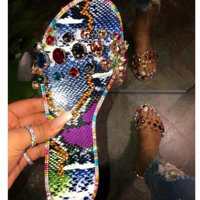 Glitter Slippers Women Summer Sandals Fashion Bling Candy Color Flip Flops Beach Diamond Flat Outdoor Sandals Slip On Sandals Slide Glitter Bling Casual Sandal Flat Open Toe Sparkle Slides