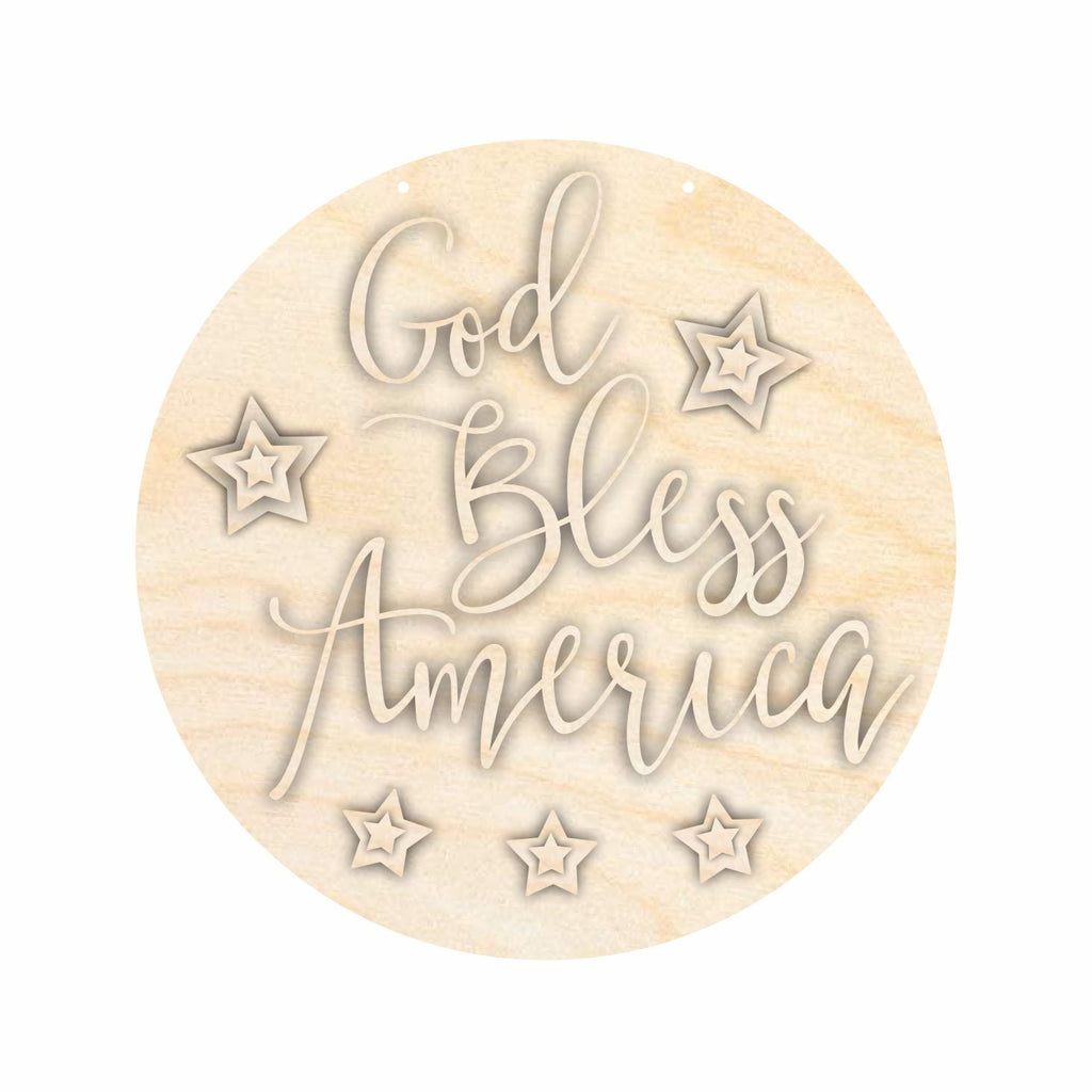 Unfinished Wood God Bless America Door Sign Kit | Wood Craft Cutouts | 1/4" Thick |