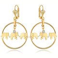 Gold Plated Elephant Dangle Earrings Made with Swarovski Crystals