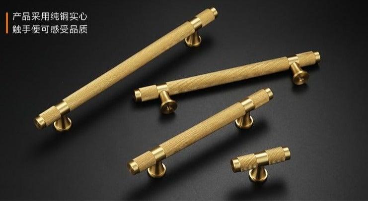 Golden Brass Knurled Textured Simple Kitchen Cabinet handle And Handles Drawer Pulls Bedroom Door Knobs  Cupboard Bathroom Door Handles Brushed Brass Pulls For Cabinets