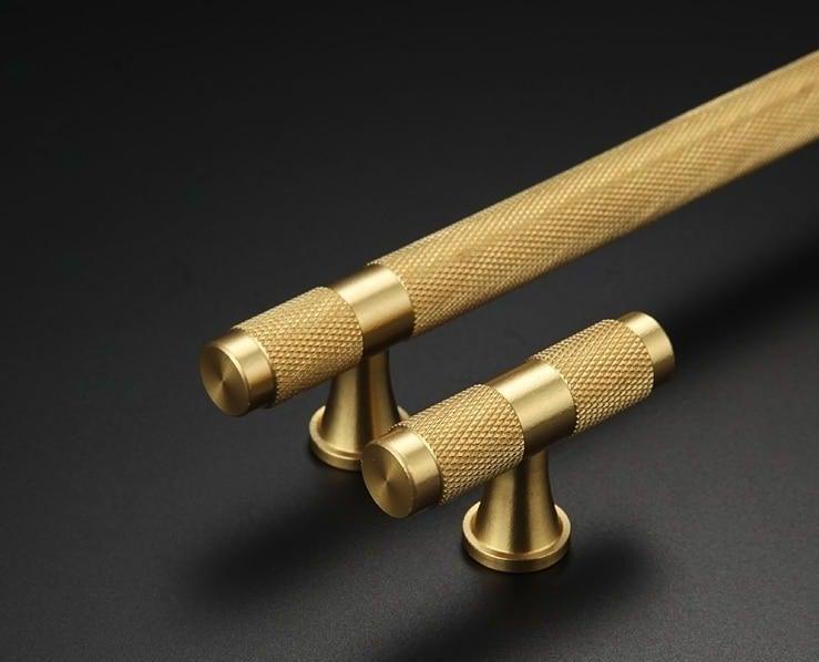 Golden Brass Knurled Textured Simple Kitchen Cabinet handle And Handles Drawer Pulls Bedroom Door Knobs  Cupboard Bathroom Door Handles Brushed Brass Pulls For Cabinets