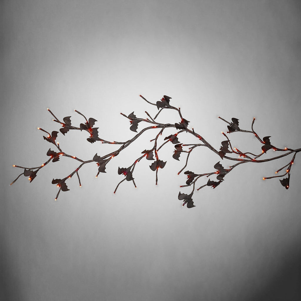 Orange Lighted Halloween Black Garland