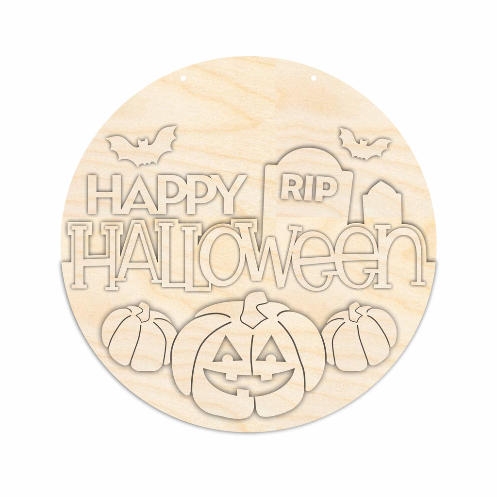 Unfinished Wood Graveyard Halloween Door Sign Kit | Wood Craft Cutouts | 1/4" Thick |