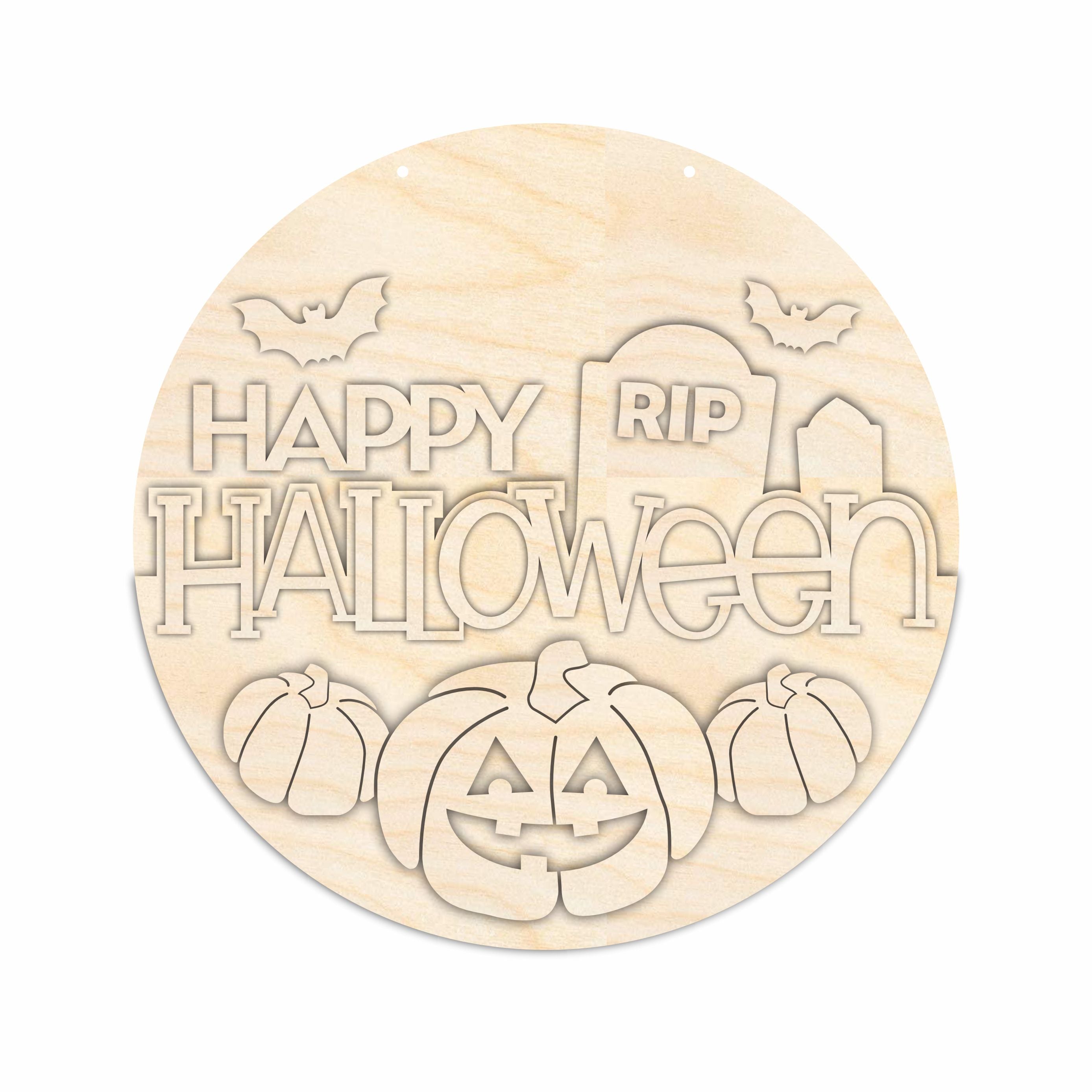 Unfinished Wood Graveyard Halloween Door Sign Kit | Wood Craft Cutouts | 1/4" Thick |