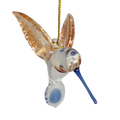 Egyptian Glass Golden Wing Blue Beak Hummingbird Ornament
