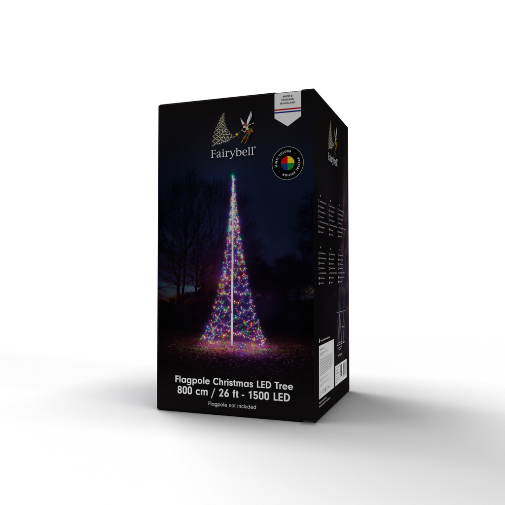 Fairybell 25 Foot Flagpole Tree - 1500 LED Multi Color