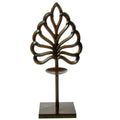 Ornate Metal Candle Holder with Round Pillar Shelf