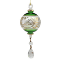 Special Etching Crystal Ball with Dangles Ornament - Green