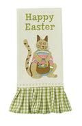 Easter Cat Embroidered Printed Dishtowel