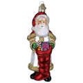 Bountiful Santa Glass Ornament