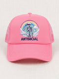 Women's Pink "Antisocial" Trucker Hat (Handmade)