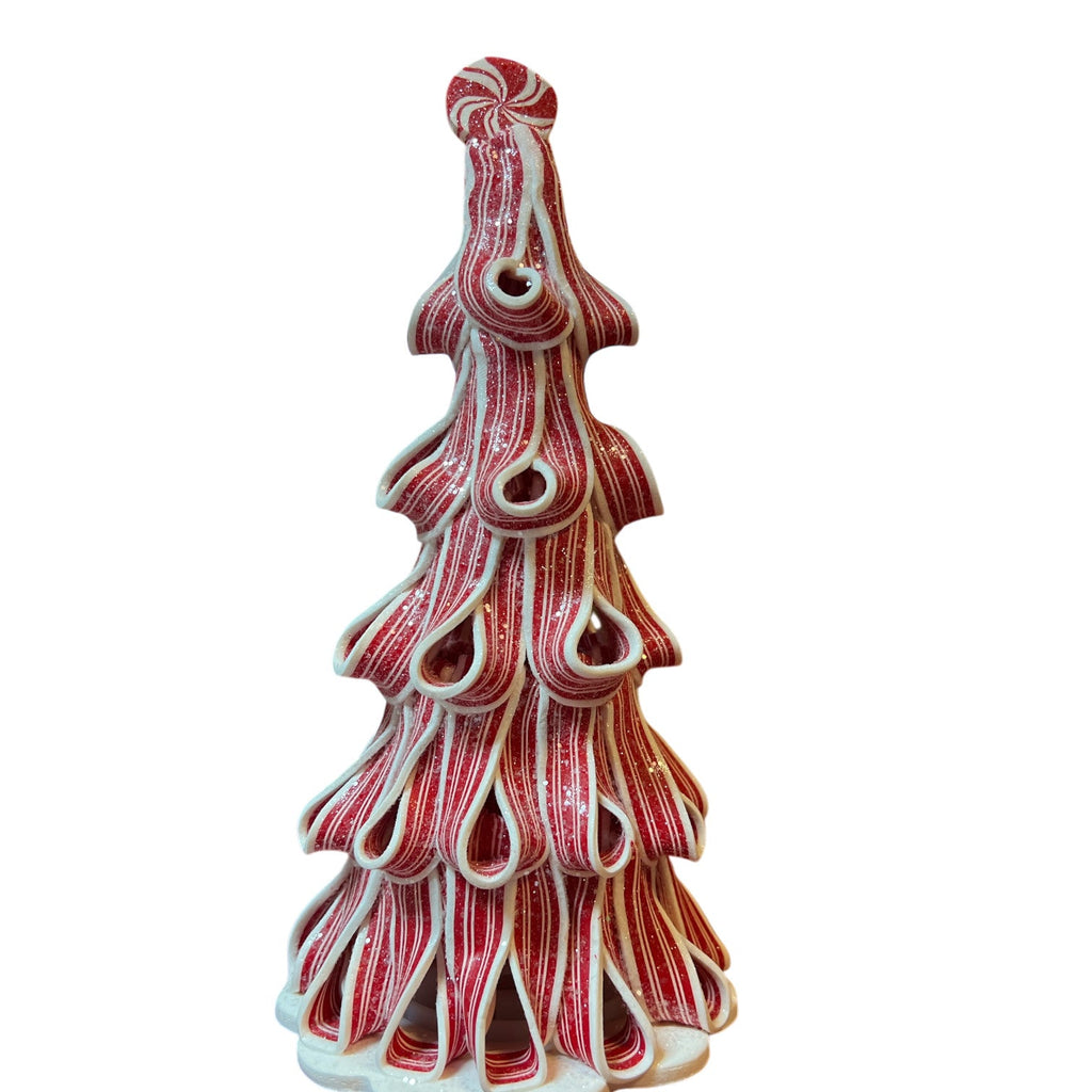 9.5"H B/O Clay Dough Lighted Peppermint Ribbon Candy Tree