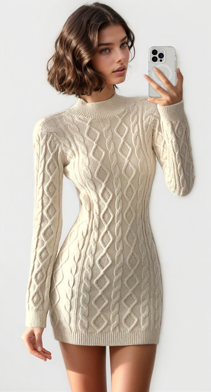 Cut Out Cable Net Mini Dress