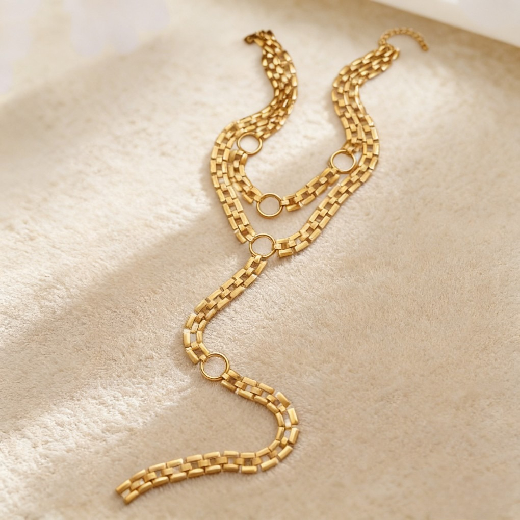 Y-Shaped Layered Necklace & Bracelet Set