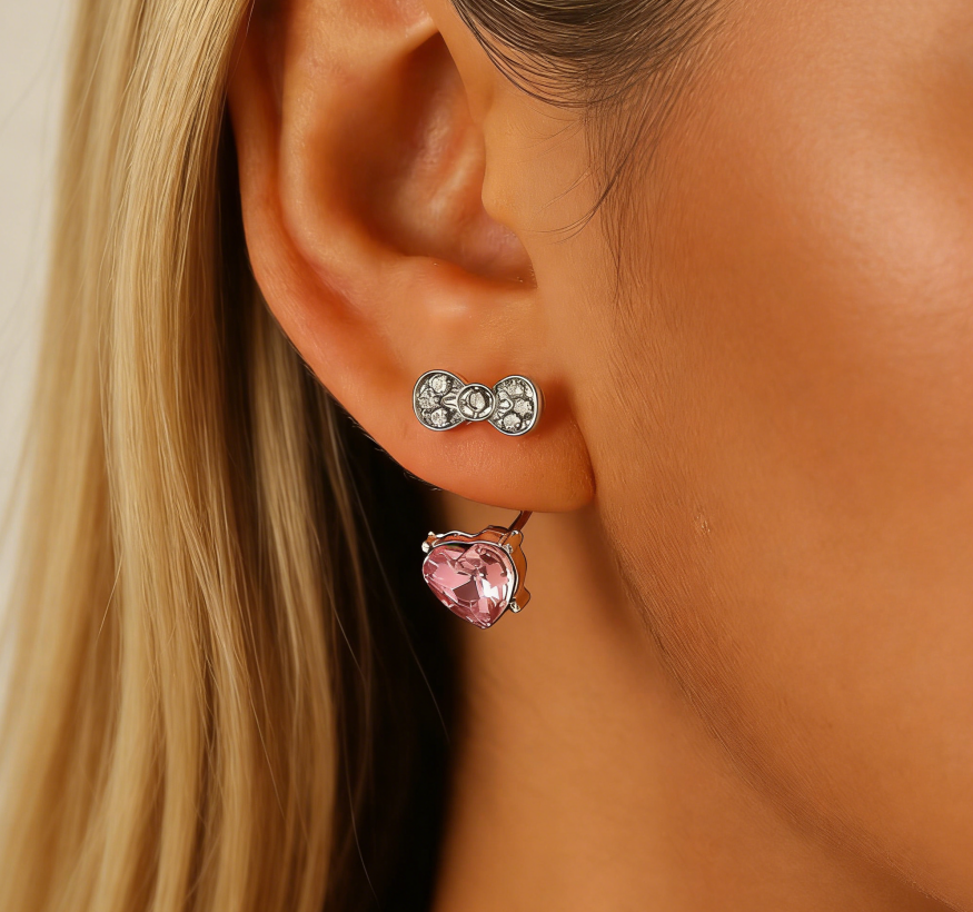 Cute Full Diamond Minnie Bow & Horseshoe Ear Cuffs