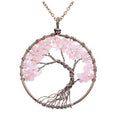 Handmade Genuine Gemstone Chakra Tree of Life Pendant Necklace