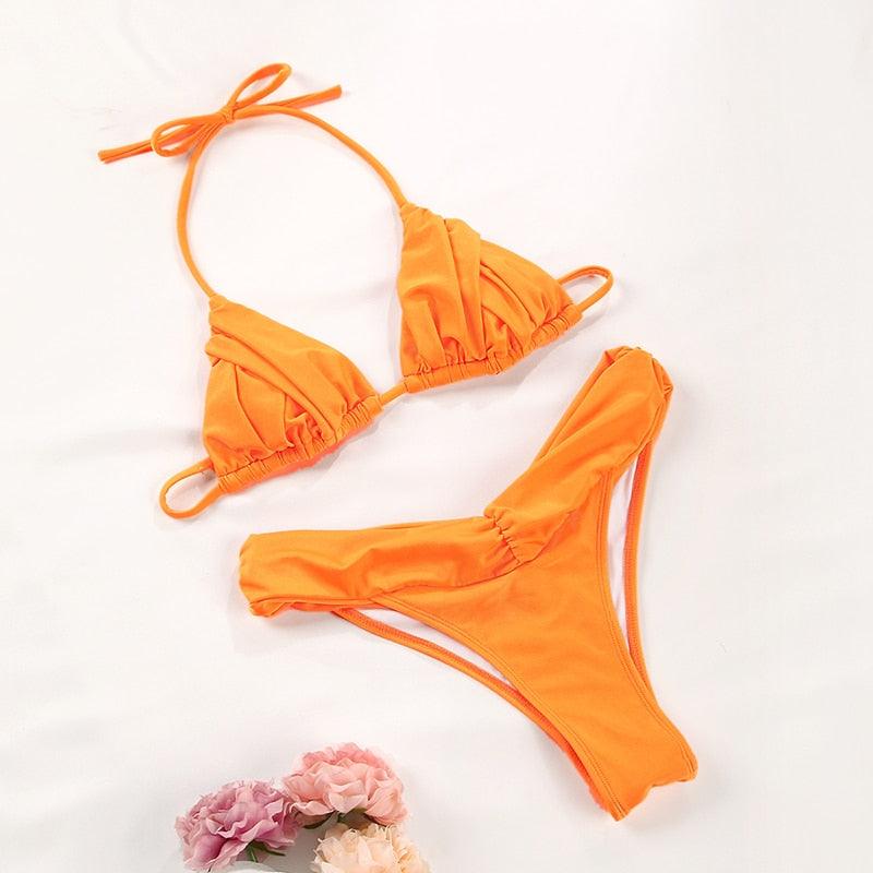 Handwork Bikinis Small Ruffle Swimsuit Vintage Print Swimwear Women Bathing Suit Leopard Patchwork Bikini Set String