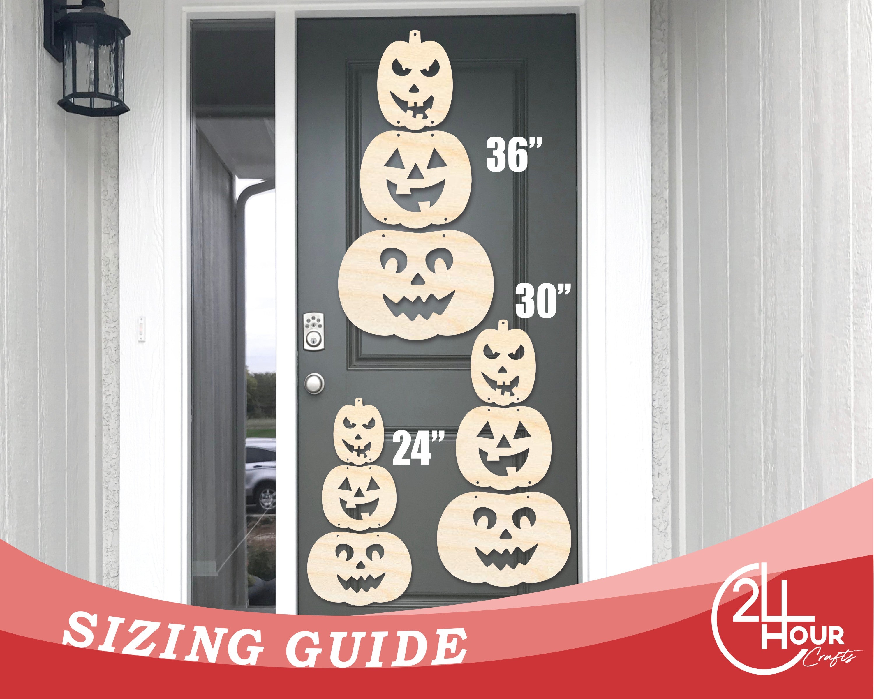 Unfinished Wood Hanging Stacked Pumpkins Door Sign | 3 Piece | DIY Craft Cutout | up to 46" DIY