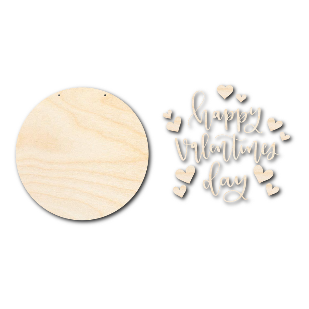 Unfinished Wood Happy Valentine's Day Door Sign Kit | Wood Craft Cutouts | 1/4" Thick |