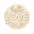 Unfinished Wood Hello Love Valentine Door Sign Kit | Wood Craft Cutouts | 1/4" Thick |