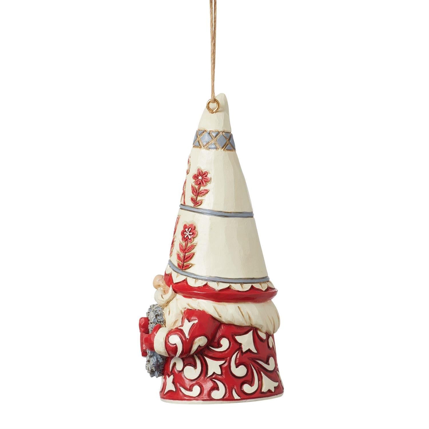 Nordic Noel Gnome with Heart Wreath - Ornament