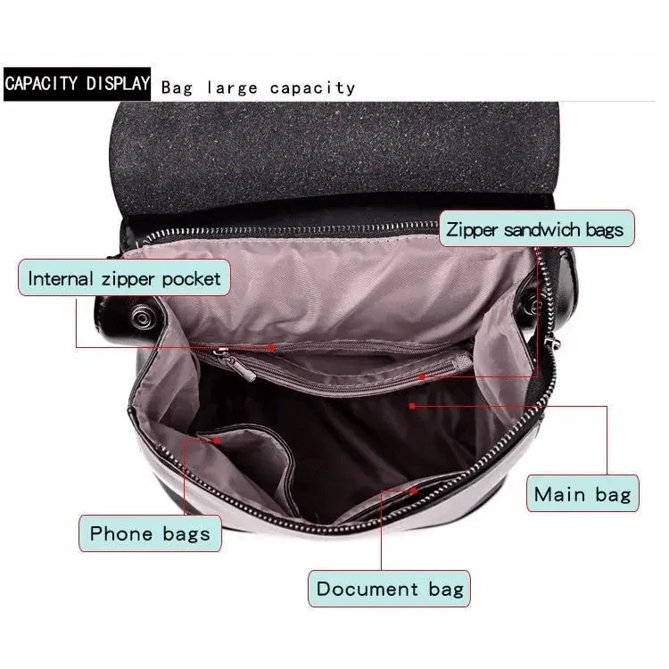 High Quality Leather Backpacks For Fashionable Women And Teenage Girls Large Capacity Shoulder Bagpack