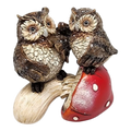 Glitter Owl on Mushroom Figurine -