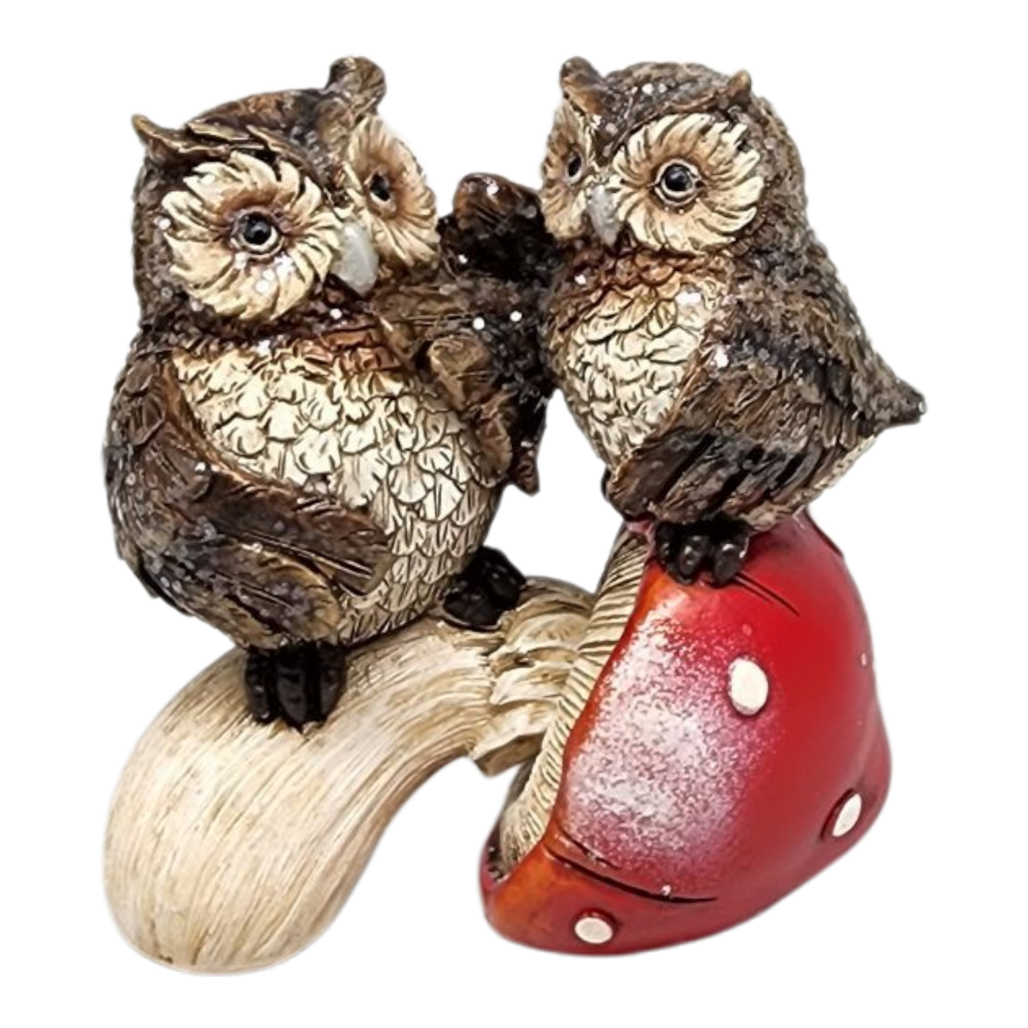 Glitter Owl on Mushroom Figurine -