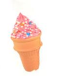 Foam Ice Cream Cone Ornament - Raspberry with Pearls  And  Stars