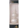Glass 13 Inch Treetop Finial - Matte Silver with Glitterlace