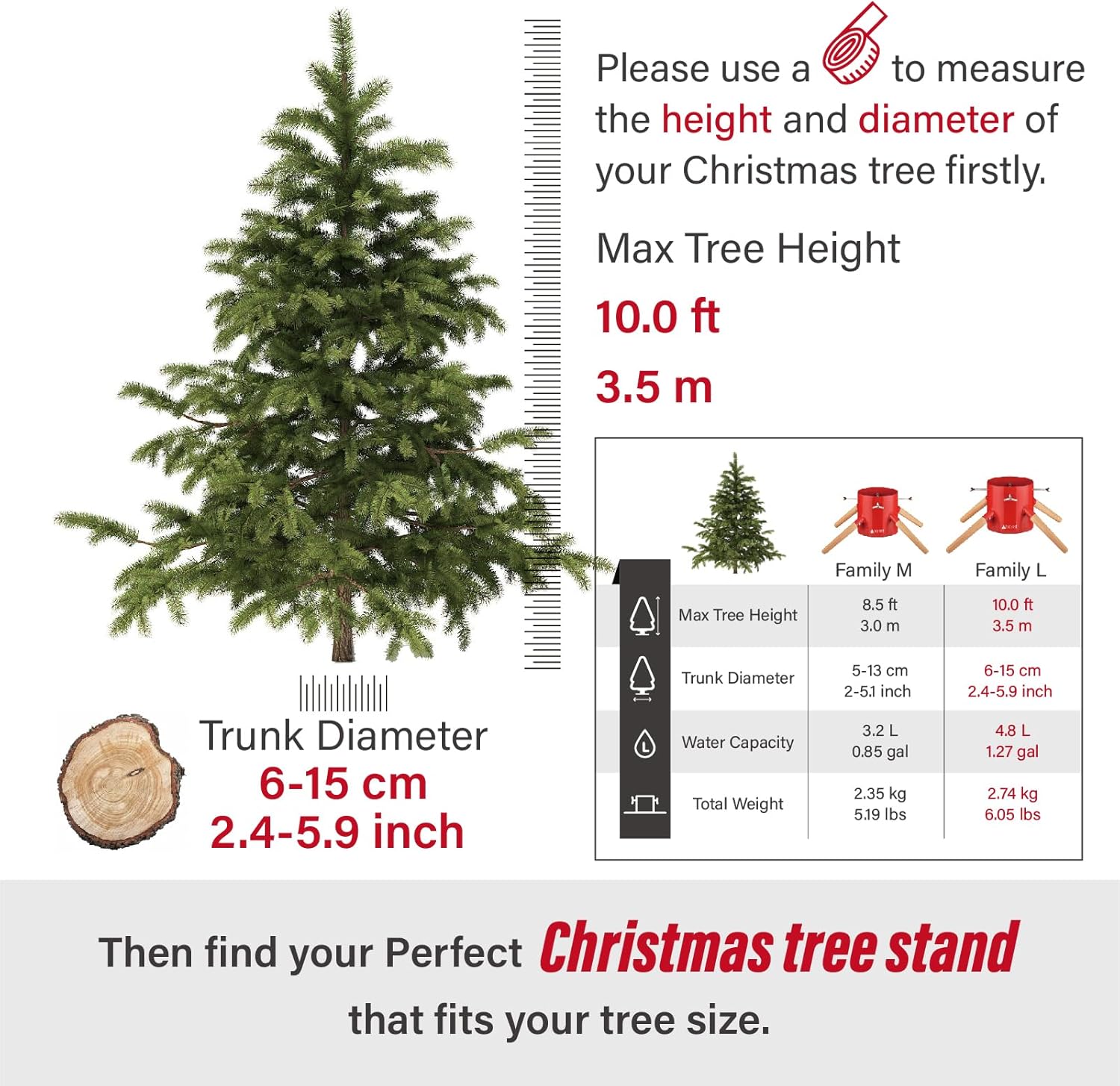 Family Christmas Tree Stand - Medium - Red