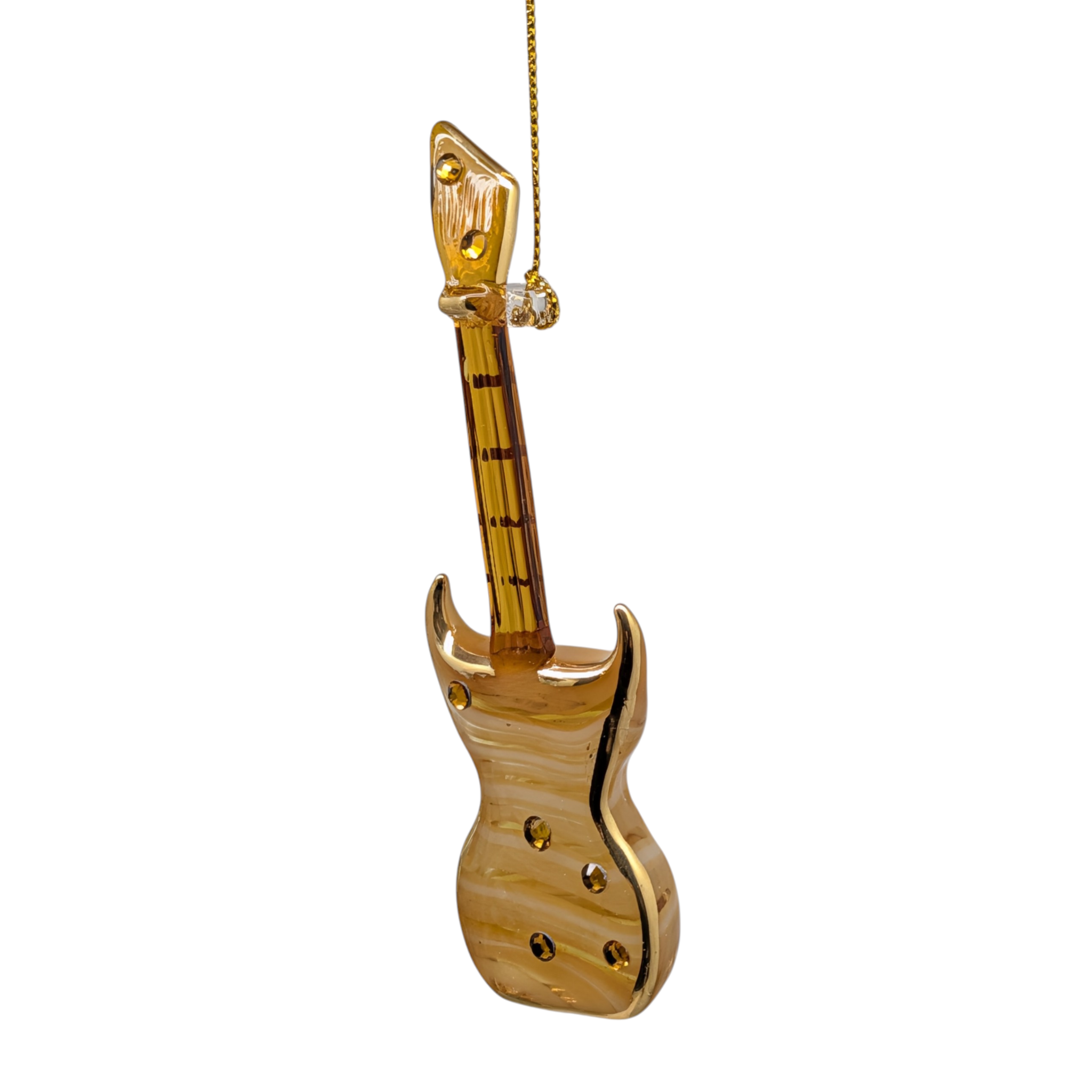 Egyptian Glass Guitar Ornament with Gold Accents
