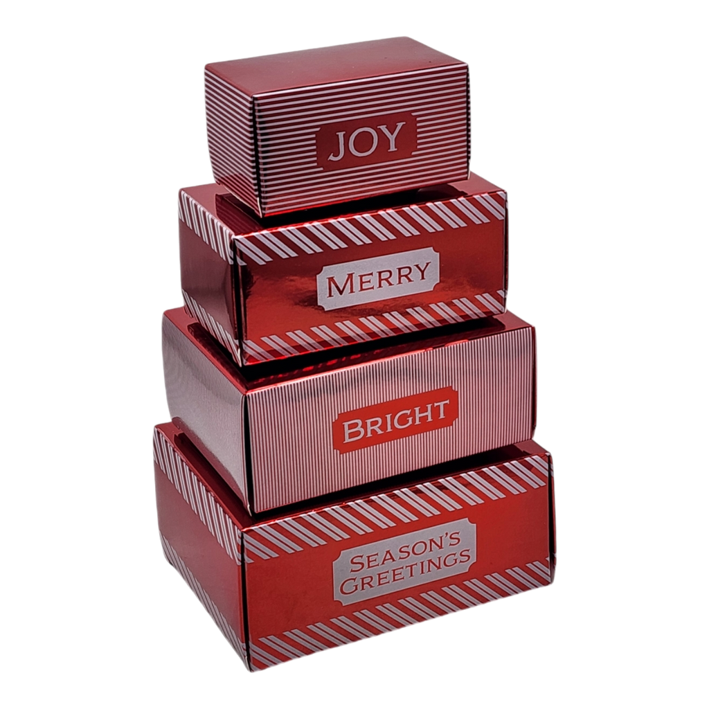 4 Piece Treat Tower Interlocking Gift Boxes - Red