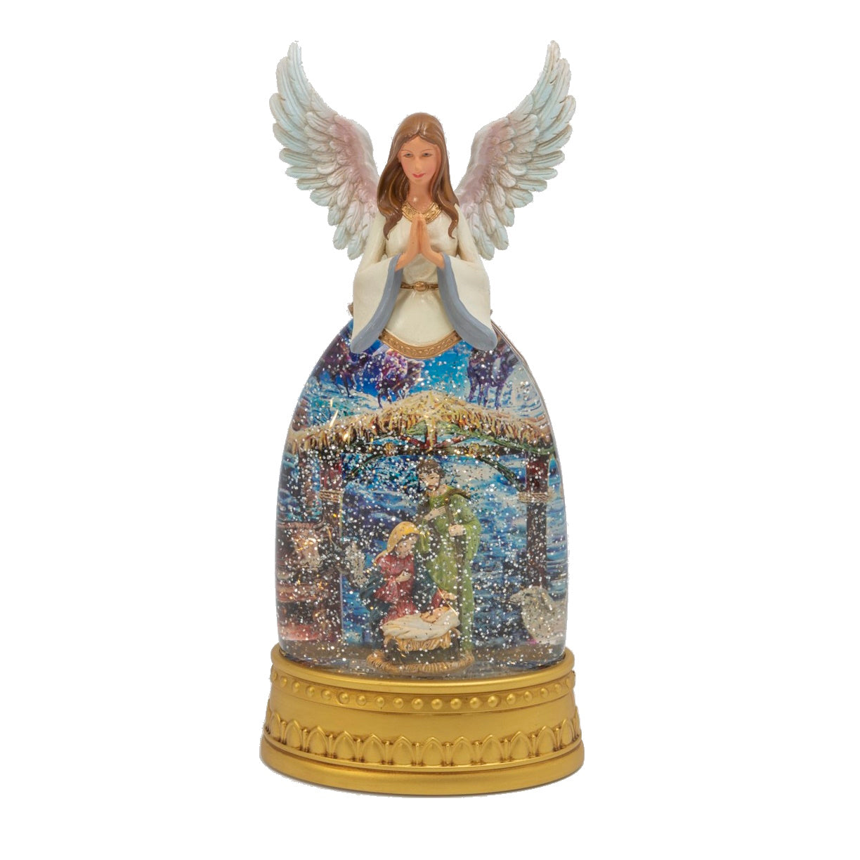 12 Inch Lighted Spinning Water Globe - Nativity Scene