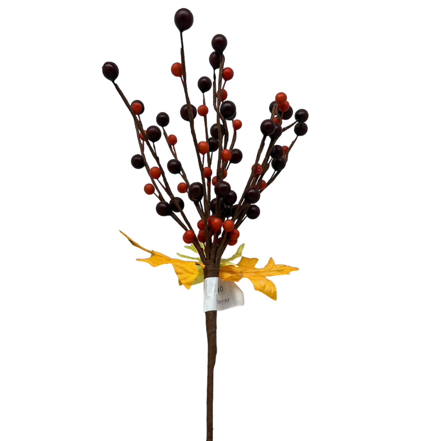 Orange Burgandy Berry Spray  With Autumn Leaves 10  Inch