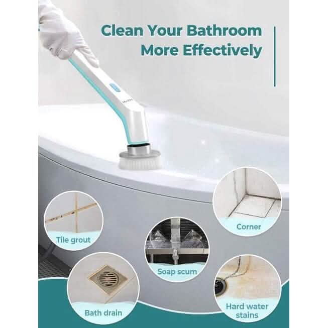 HOMITT Cordless Power Scrubber Electric with 3 Cleaning Brush Heads